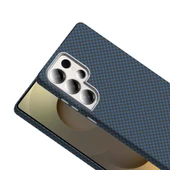 Samsung Galaxy S25 Ultra Kılıf Kablosuz Şarj Özellikli Karbon Fiber Görünümlü Gros Kapak thumbnail 3