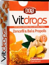 Dola Vitdrops Portakal Aromalı Ballı Boğaz Pastili Zencefil Bal Propolis 12 Drops 4 Adet - 2