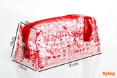 Love Aşk Sevgi Desenli Renkli Şeffaf PVC Makyaj Seyahat Kozmetik Ecza Bebek Deniz Çantası - 5