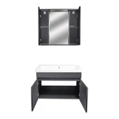 Karen Banyo Tuana Banyo Dolabı Seti 80 Cm, Mat Antrasit, Lavabo Dahil, Lavabolu - 6