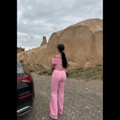 Madonna yaka bol paça pantolonlu takım - 2