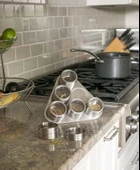 Busstier Üçgen Manyetik Paslanmaz Çelik Baharatlık Seti, 6 Şeffaf Kapaklı Baharat Kavanozu thumbnail 2