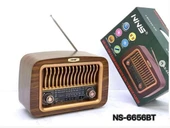 NS-6656 Retro Ahşap Tasarım Bluetooth Hoparlörlü Radyo – Fm/am Destekli, Şarjlı ve Taşınabiliri Radyo thumbnail 2