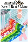Renkli Desenli Bant 3 Adet 18mm x 3 Metre Dekoratif Desenli Bant Farklı Renklerde Gönderim Yapılmaktadır Desenli - 2