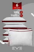 6 Adet Bordo Serisi Kılıflı Fermuarlı Klimali Antialerjik Silikon Nano Elyaf Yastık 50x70cm - 1