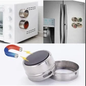 Busstier Üçgen Manyetik Paslanmaz Çelik Baharatlık Seti, 6 Şeffaf Kapaklı Baharat Kavanozu thumbnail 6