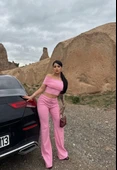 Madonna yaka bol paça pantolonlu takım - 1