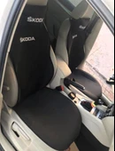 SKODA Nakışlı Ön İkili Oto Koltuk Minderi 2 Adet Boyun Yastığı 2 Adet Kemer Pedi SİYAH thumbnail 3