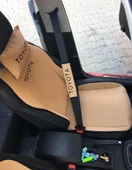 TOYOTA Nakışlı Ön İkili Oto Koltuk Minderi 2 Adet Boyun Yastığı 2 Adet Kemer Pedi KREM thumbnail 2