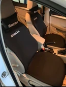 SKODA Nakışlı Ön İkili Oto Koltuk Minderi 2 Adet Boyun Yastığı 2 Adet Kemer Pedi SİYAH thumbnail 2