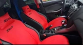 FORD FOCUS Nakışlı Ön İkili Oto Koltuk Minderi 2 Adet Boyun Yastığı 2 Adet Kemer Pedi KIRMIZI thumbnail 1