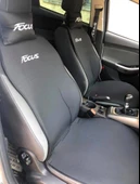 FORD FOCUS Nakışlı Ön İkili Oto Koltuk Minderi 2 Adet Boyun Yastığı 2 Adet Kemer Pedi SİYAH - 1