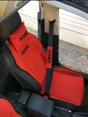 FORD Nakışlı Ön İkili Oto Koltuk Minderi 2 Adet Boyun Yastığı 2 Adet Kemer Pedi KIRMIZI - 2