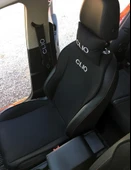 Renault Clio Nakışlı Ön İkili Oto Koltuk Minderi 2 Adet Boyun Yastığı 2 Adet Kemer Pedi SİYAH - 2