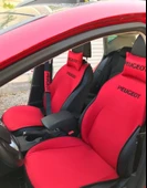 PEUGEOT Nakışlı Ön İkili Oto Koltuk Minderi 2 Adet Boyun Yastığı 2 Adet Kemer Pedi KIRMIZI thumbnail 1