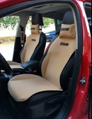 BMW Nakışlı Ön İkili Oto Koltuk Minderi 2 Adet Boyun Yastığı 2 Adet Kemer Pedi - 2
