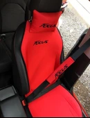 FORD FOCUS Nakışlı Ön İkili Oto Koltuk Minderi 2 Adet Boyun Yastığı 2 Adet Kemer Pedi KIRMIZI thumbnail 2