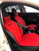 FİAT EGEA Nakışlı Ön İkili Oto Koltuk Minderi 2 Adet Boyun Yastığı 2 Adet Kemer Pedi KIRMIZI thumbnail 1