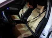 CHEVROLET CRUZE Nakışlı Ön İkili Oto Koltuk Minderi 2 Adet Boyun Yastığı 2 Adet Kemer Pedi KREM thumbnail 1