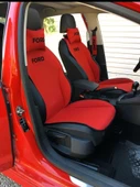 FORD Nakışlı Ön İkili Oto Koltuk Minderi 2 Adet Boyun Yastığı 2 Adet Kemer Pedi KIRMIZI - 1