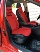 OPEL Nakışlı Ön İkili Oto Koltuk Minderi 2 Adet Boyun Yastığı 2 Adet Kemer Pedi KIRMIZI thumbnail 1