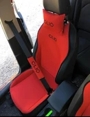 Renault Clio Nakışlı Ön İkili Oto Koltuk Minderi 2 Adet Boyun Yastığı 2 Adet Kemer Pedi KIRMIZI thumbnail 2