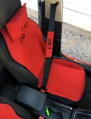 HYUNDAİ İ30 Nakışlı Ön İkili Oto Koltuk Minderi 2 Adet Boyun Yastığı 2 Adet Kemer Pedi KIRMIZI - 1