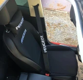 PEUGEOT Nakışlı Ön İkili Oto Koltuk Minderi 2 Adet Boyun Yastığı 2 Adet Kemer Pedi SİYAH thumbnail 2