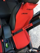 CHEVROLET CRUZE Nakışlı Ön İkili Oto Koltuk Minderi 2 Adet Boyun Yastığı 2 Adet Kemer Pedi KIRMIZI - 3