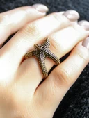 Deniz Yıldızı Desenli Antik Ayarlanabilir Kadın Yüzük euy1265 thumbnail 2