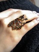 Çiçek Desenli Antik Ayarlanabilir Kadın Yüzük euy1266 thumbnail 2