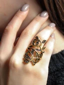 Çiçek Desenli Antik Ayarlanabilir Kadın Yüzük euy1266 thumbnail 1