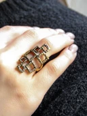 Kare Desenli Antik Ayarlanabilir Kadın Yüzük euy1267 thumbnail 2