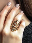 Kare Desenli Antik Ayarlanabilir Kadın Yüzük euy1267 thumbnail 1