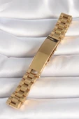 316L Çelik Gold Renk Zincir Künye Model Erkek Bileklik - TJ-EB3725 - 2