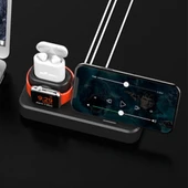 3in1 Charging Base İPhone+ İwatch+ İPods Silikon Şarj Standı (Siyah) - 3