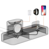 3in1 Charging Base İPhone+ İwatch+ İPods Silikon Şarj Standı (Siyah) - 4