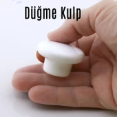 Mantar Kulp Düğme 10 ADET Çekmece Mutfak Mobilya Dolabı Dolap Kulpu Kulbu Plastik Kulp Beyaz thumbnail 3