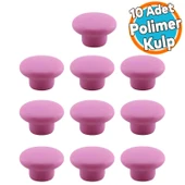 Mantar Kulp Düğme 10 ADET Çekmece Mutfak Mobilya Dolabı Dolap Kulpu Kulbu Plastik Kulp Pembe thumbnail 1