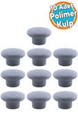 Mantar Kulp Düğme 10 ADET Çekmece Mutfak Mobilya Dolabı Dolap Kulpu Kulbu Plastik Kulp Gri thumbnail 1