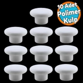 Mantar Kulp Düğme 10 ADET Çekmece Mutfak Mobilya Dolabı Dolap Kulpu Kulbu Plastik Kulp Beyaz thumbnail 1