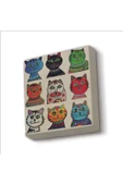Kediler Baskılı Taş Magnet 5X5 Dekoratif Obje ve Biblo - 1