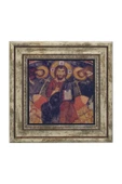 Kapadokya Göreme Karanlık Kilise Freski - Deesis Baskılı Taş Tablo 25X25 - 2