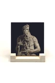 Musa'nın Hükmü Heykeli (Heykeltıraş: Michelangelo) Baskılı Taş Masaüstlük 10X10 - 2