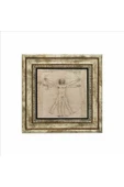 Vitruvius Adamı (Leonardo Da Vinci, 1492) Baskılı Taş Tablo 25X25 - 2