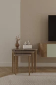 woodaria  Kare Zigon Sehpa, 3lü Sehpa Seti, Zigon Sehpa,, Ahşap Ayaklı Zigon Sehpa - 2