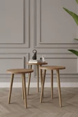 Zigon Sehpa, 3lü Zigon Sehpa, Ahşap Ayaklı Zigon Sehpa, Kahve Masası - 8