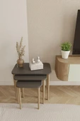 Dikdörtgen Zigon Sehpa 3'lü Set – Ahşap Ayaklı Modern Tasarım - 9