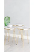 Zigon Sehpa, Gold Tel Ayak Sehpa, Gold Zigon Sehpa, 3lü Zigon Sehpa, Gold Sehpa, Altın Rengi - 10
