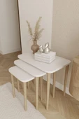 Dikdörtgen Zigon Sehpa 3'lü Set – Ahşap Ayaklı Modern Tasarım - 1